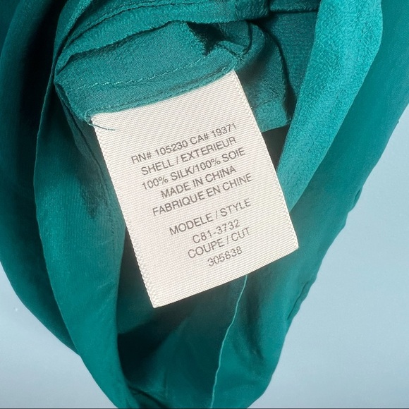 Joie 100% Silk Teal Blue Green Short Sleeve Pocket Dress Size XS Oversized - Picture 7 of 7